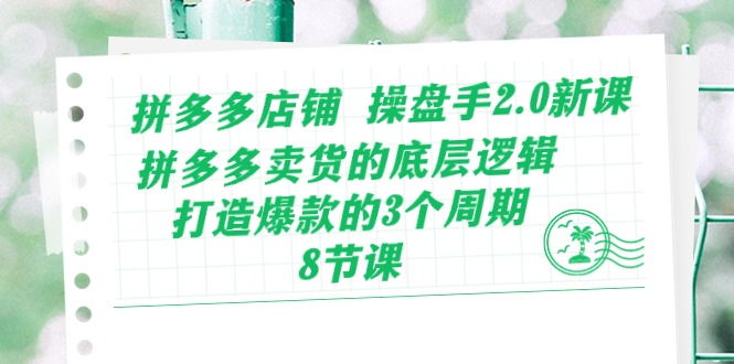 （10859期）拼多多店铺 操盘手2.0新课，拼多多卖货的底层逻辑，打造爆款的3个周期-8节-山河网创