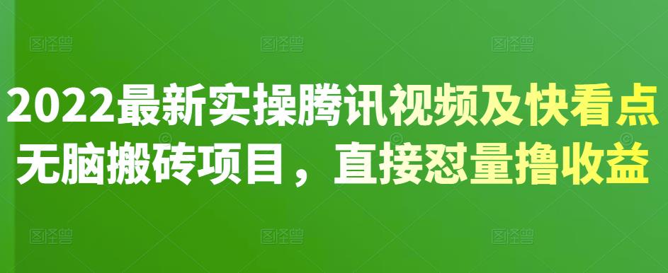 2022最新实操腾讯视频及快看点无脑搬砖项目，直接怼量撸收益￼-山河网创