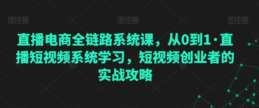 直播电商全链路系统课，从0到1·直播短视频系统学习，短视频创业者的实战攻略-山河网创