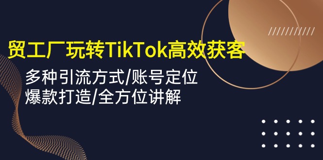 （10302期）外贸工厂玩转TikTok高效获客，多种引流方式/账号定位/爆款打造/全方位讲解-山河网创