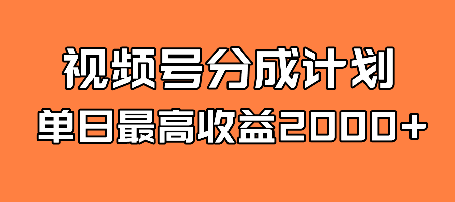 全新蓝海 视频号掘金计划 日入2000+-山河网创