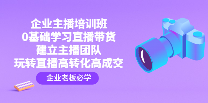 企业主播培训班：0基础学习直播带货，建立主播团队，玩转直播高转化高成交-山河网创