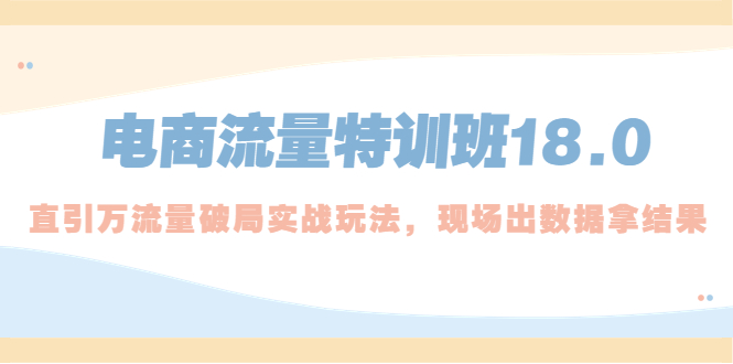 电商流量特训班18.0，直引万流量破局实操玩法，现场出数据拿结果-山河网创