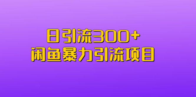 日引流300+闲鱼暴力引流项目-山河网创