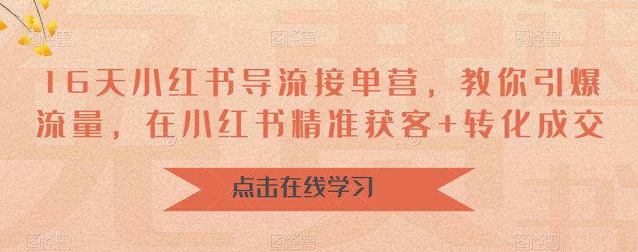 16天-小红书 导流接单营，教你引爆流量，在小红书精准获客+转化成交-山河网创