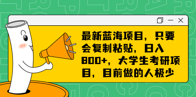 最新蓝海项目，只要会复制粘贴，日入800+，大学生考研项目，目前做的人极少-山河网创