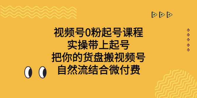 视频号0粉起号课程 实操带上起号 把你的货盘搬视频号 自然流结合微付费-山河网创