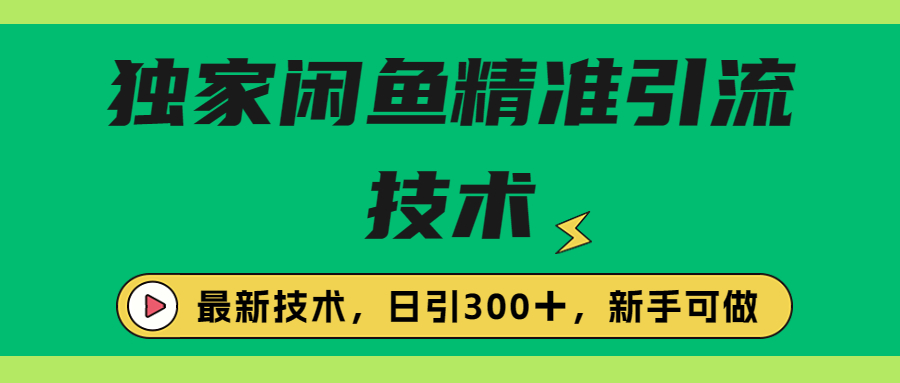 独家闲鱼引流技术，日引300＋实战玩法-山河网创