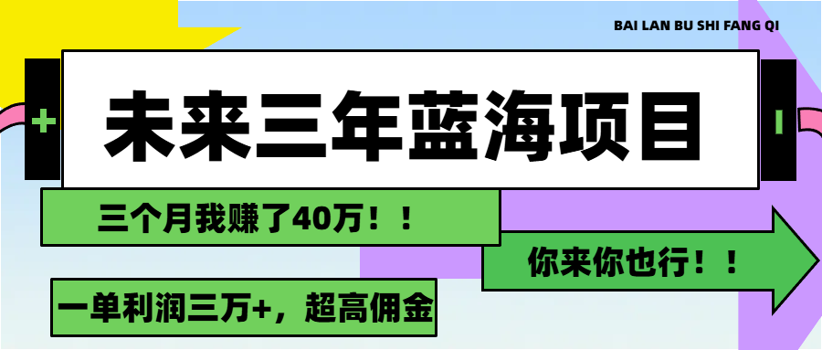 未来三年，蓝海赛道，月入3万+-山河网创