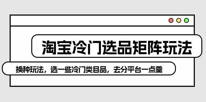 （10159期）淘宝冷门选品矩阵玩法：换种玩法，选一些冷门类目品，去分平台一点羹-山河网创