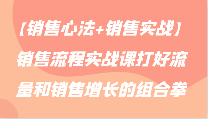 【销售心法+销售实战】销售流程实战课打好流量和销售增长的组合拳-山河网创