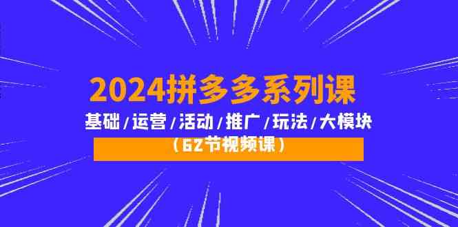 （10019期）2024拼多多系列课：基础/运营/活动/推广/玩法/大模块（62节视频课）-山河网创