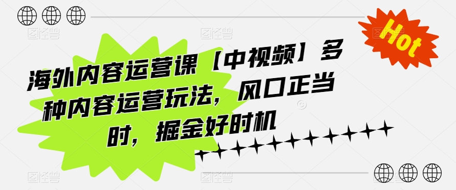 海外内容运营课【中视频】多种内容运营玩法，风口正当时，掘金好时机-山河网创