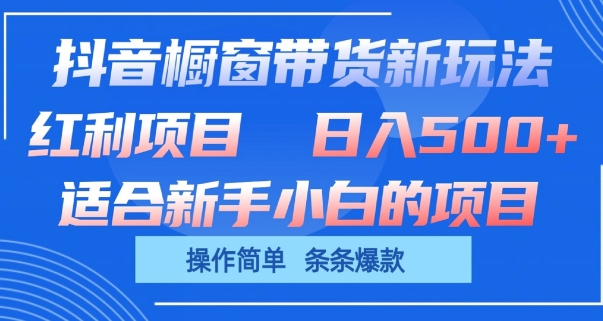 抖音橱窗带货新玩法，单日收益几张，操作简单，条条爆款-山河网创