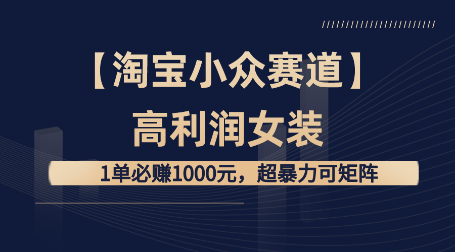 【淘宝小众赛道】高利润女装：1单必赚1000元，超暴力可矩阵-山河网创