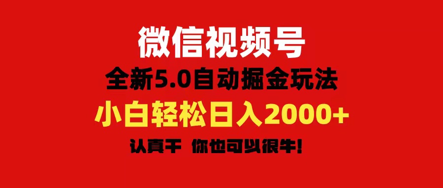 微信视频号变现，5.0全新自动掘金玩法，日入利润2000+有手就行-山河网创