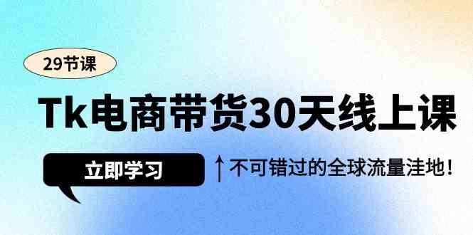 Tk电商带货30天线上课，不可错过的全球流量洼地（29节课）-山河网创