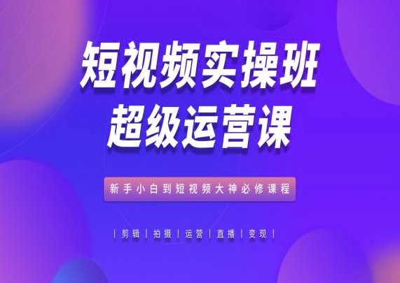 短视频实操班超级运营课，新手小白到短视频大神必修课程-山河网创