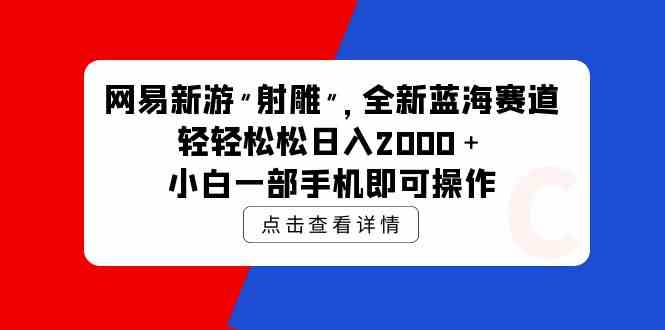 （9936期）网易新游 射雕 全新蓝海赛道，轻松日入2000＋小白一部手机即可操作-山河网创