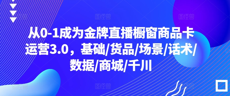 从0-1成为金牌直播橱窗商品卡运营3.0，基础/货品/场景/话术/数据/商城/千川-山河网创