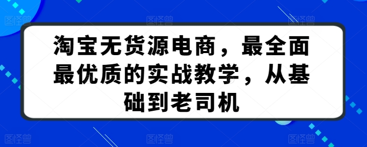 淘宝无货源电商，最全面最优质的实战教学，从基础到老司机-山河网创