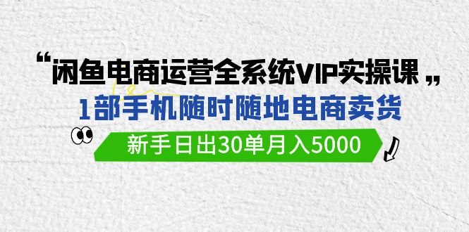 闲鱼电商运营全系统VIP实战课，1部手机随时随地卖货，新手日出30单月入5000-山河网创