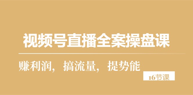 （10207期）视频号直播全案操盘课，赚利润，搞流量，提势能（16节课）-山河网创