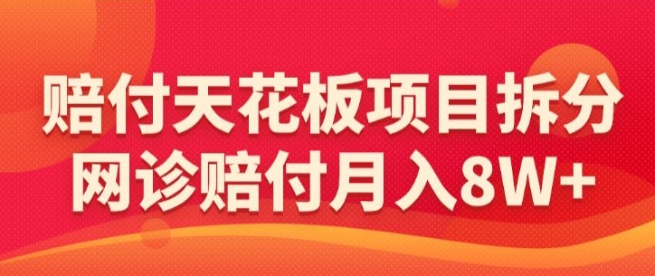 赔付天花板项目拆分，网诊赔付月入8W+-【仅揭秘】-山河网创