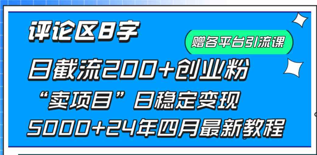 （9851期）评论区8字日载流200+创业粉  日稳定变现5000+24年四月最新教程！-山河网创