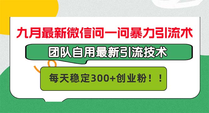 九月最新微信问一问暴力引流术，团队自用引流术，每天稳定300+创…-山河网创