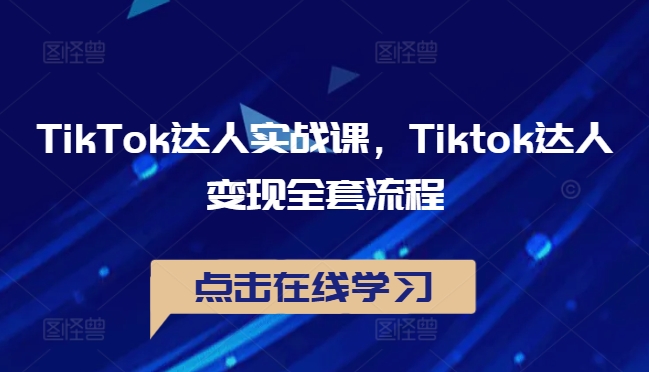 TikTok达人实战课，Tiktok达人变现全套流程-山河网创